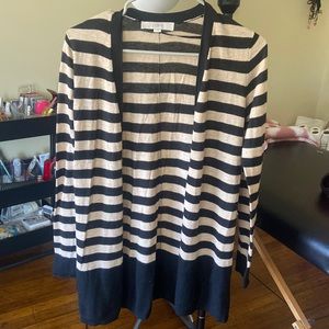 Black and tan stripped open sweater